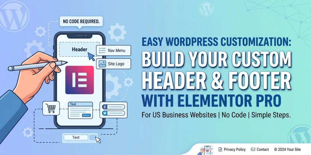Elementor theme builder custom header footer tutorial